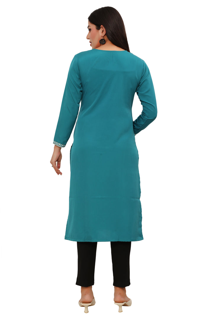 Turquoise long indian kurtis for women