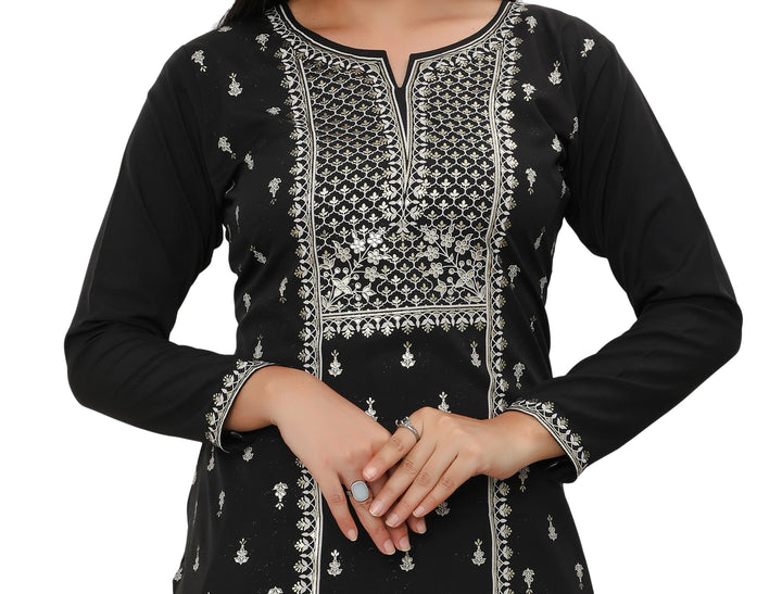 Black long indian kurtis for women
