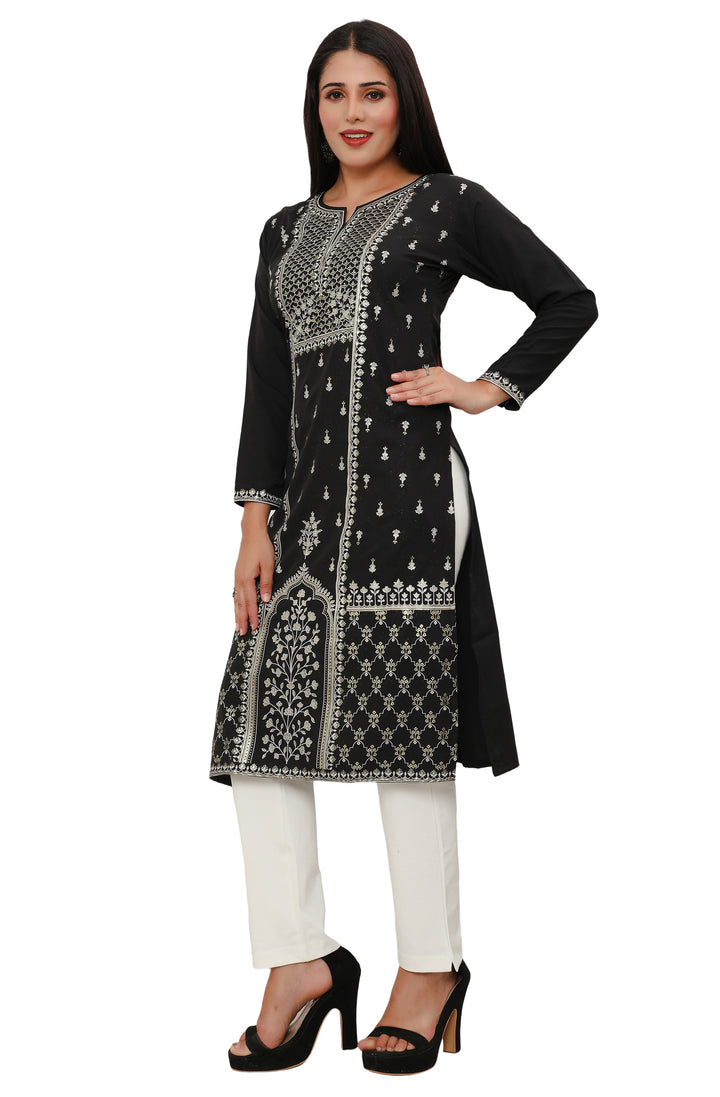 Black long indian kurtis for women