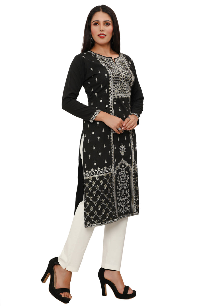 Black long indian kurtis for women