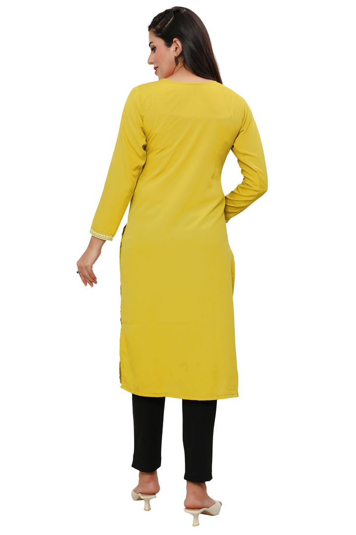 Yellow long indian kurtis for women