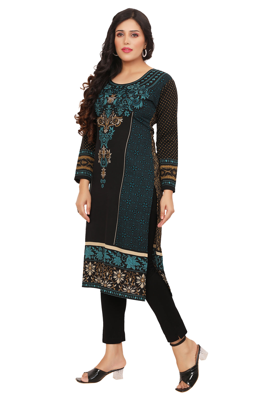 Green long kurti for women