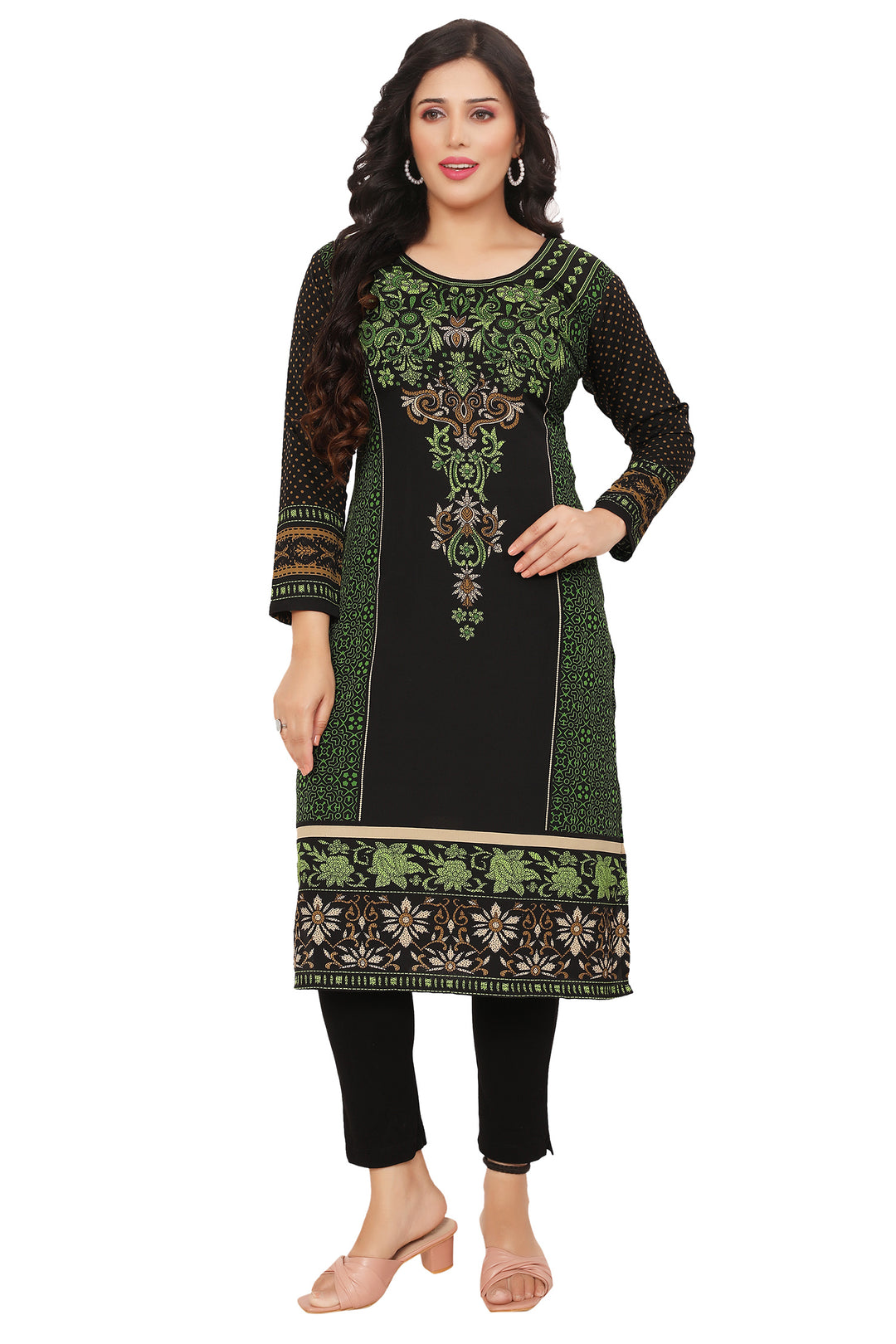 Green long kurti for women