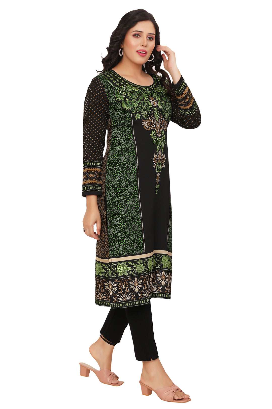 Green long kurti for women