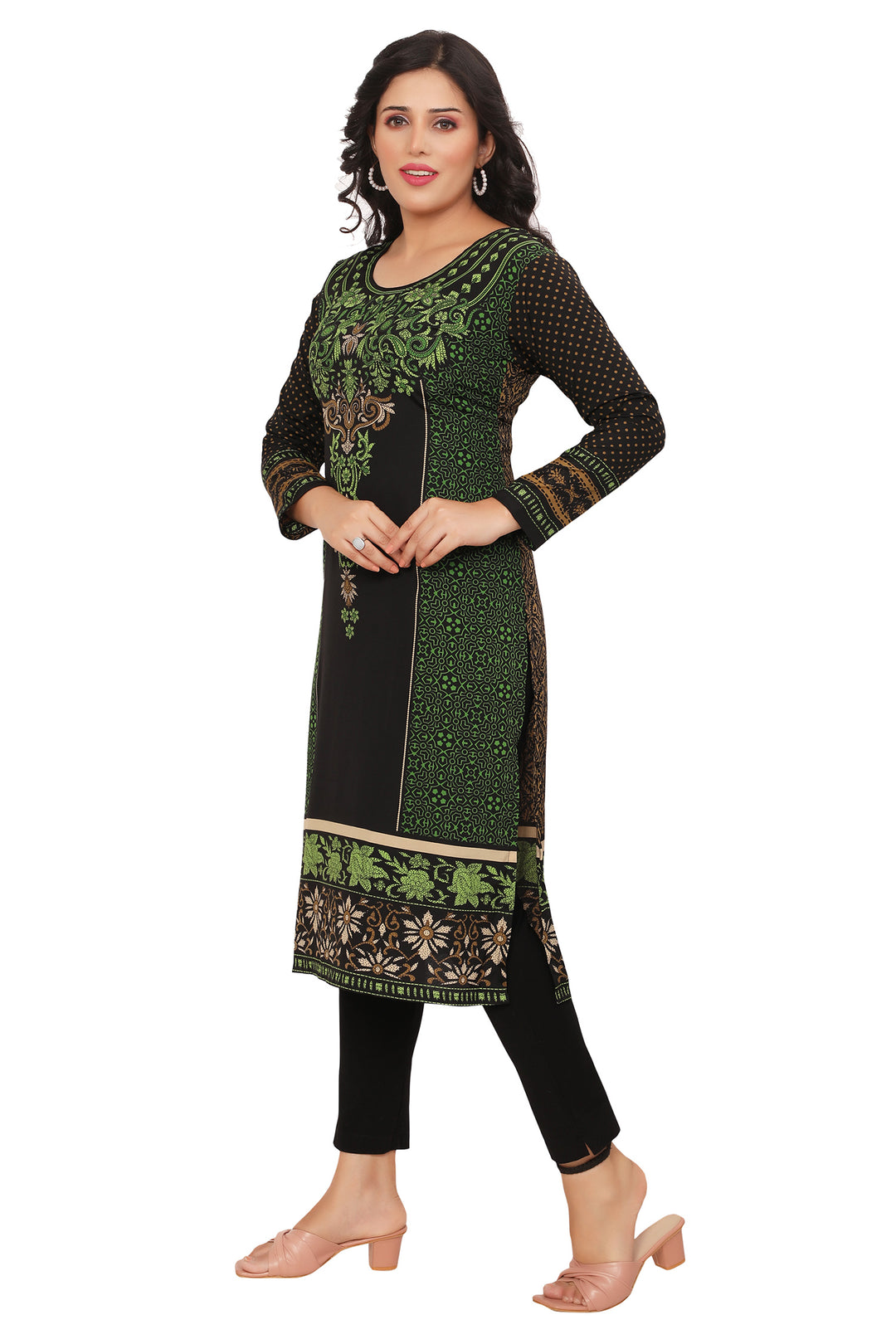Green long kurti for women