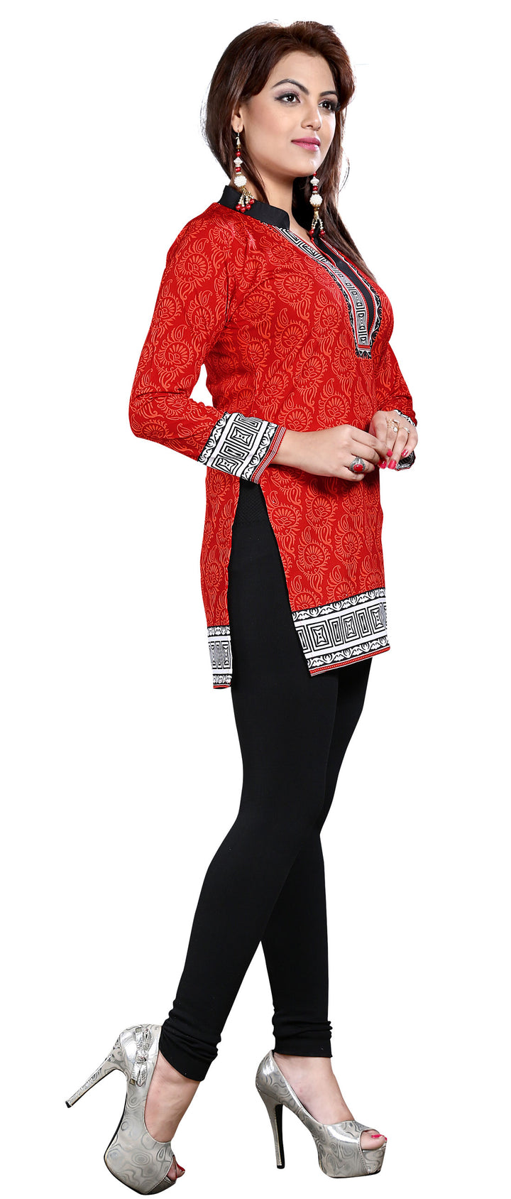 Red short kurti for women