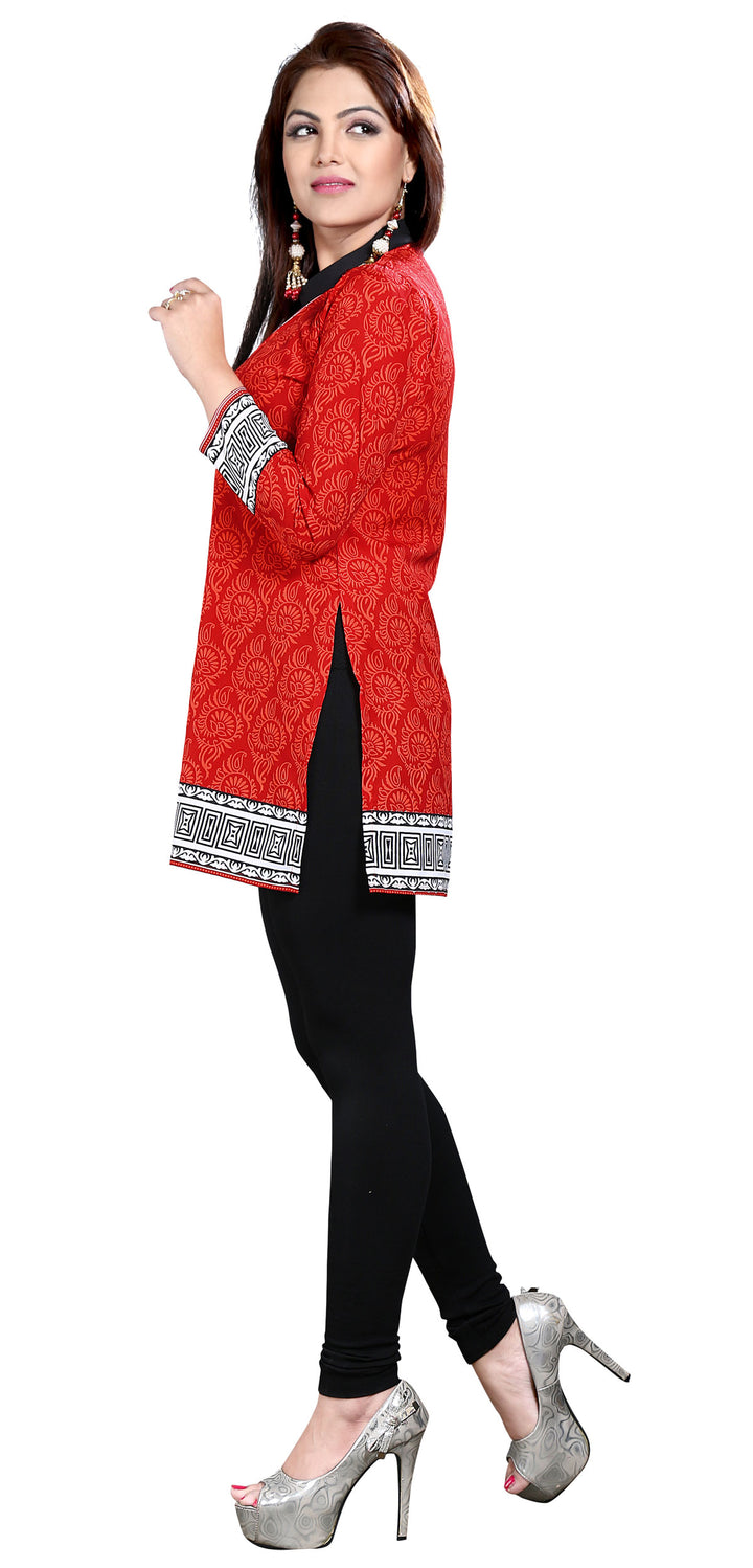 Red short kurti for women
