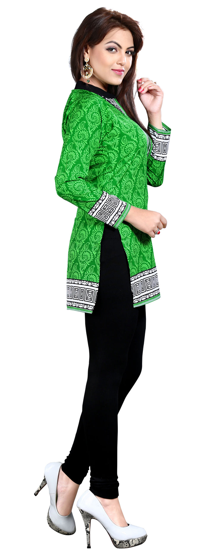 Green short kurti for women