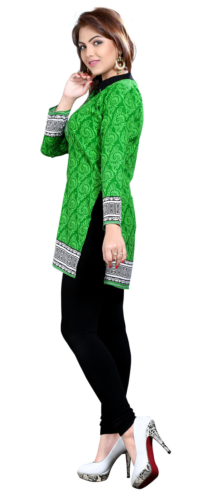 Green short kurti for women
