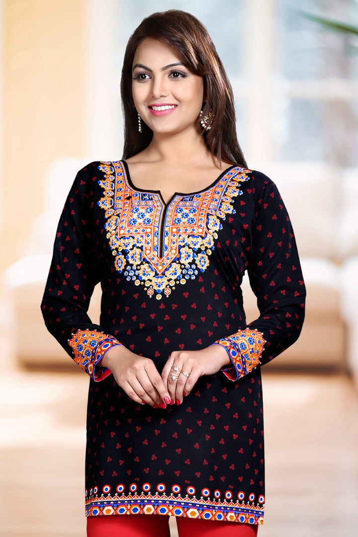 Stylish Black Kurti for Women Short - Elegant Indian Kurti