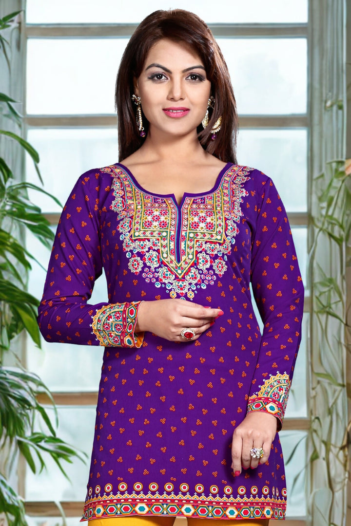 Elegant Purple Short Kurti for Women - Stylish Indian Kurti