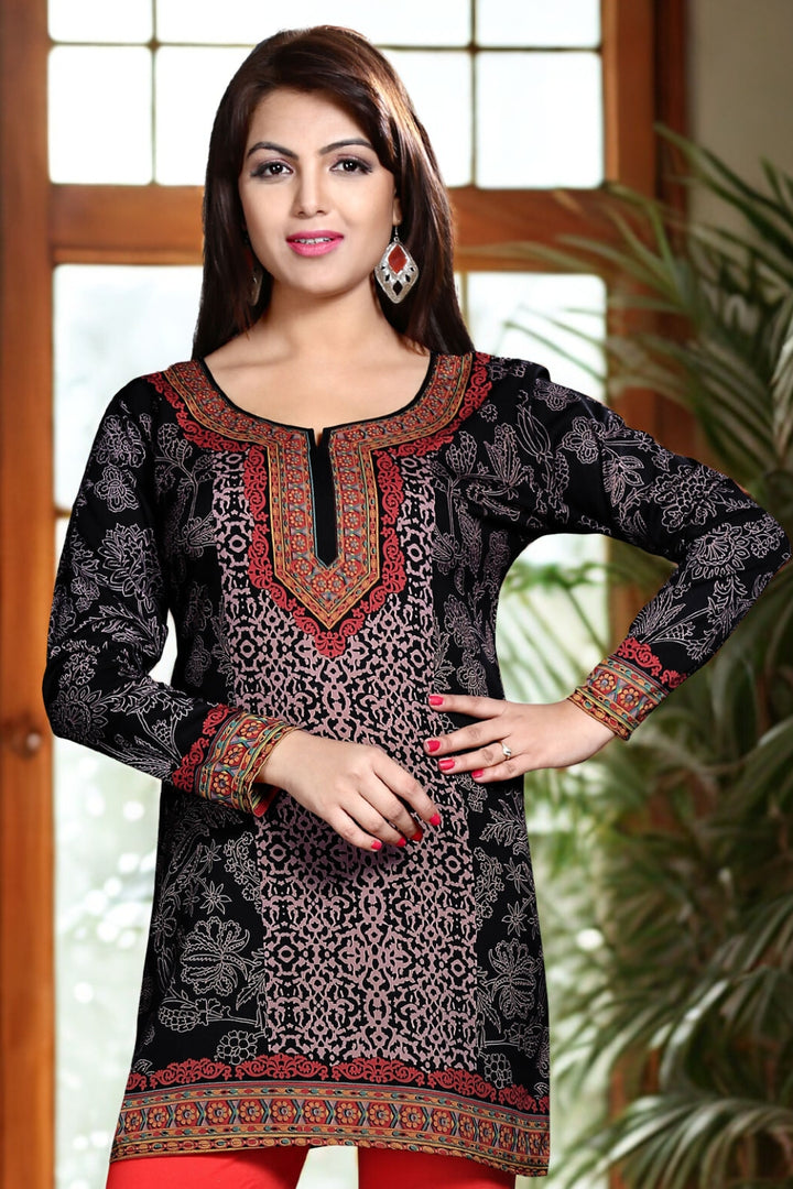 Elegant Black Indian Tunics - Stylish Short Kurti for Women