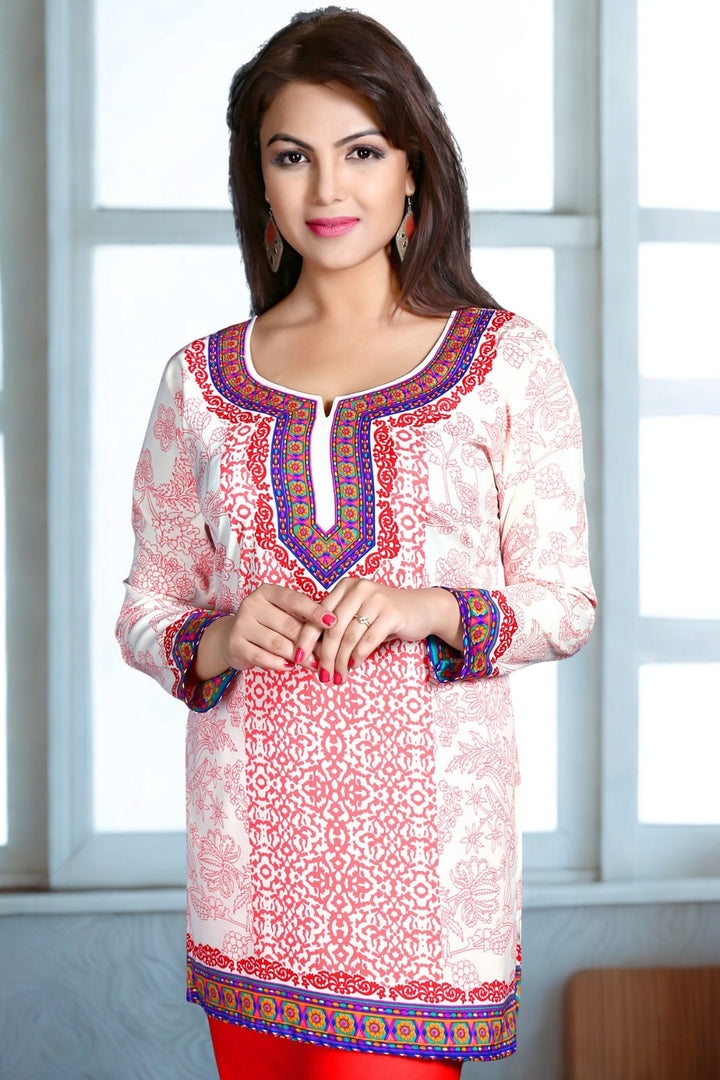 Chic Off-White Kurti Top - Stylish Short Kurti for Women
