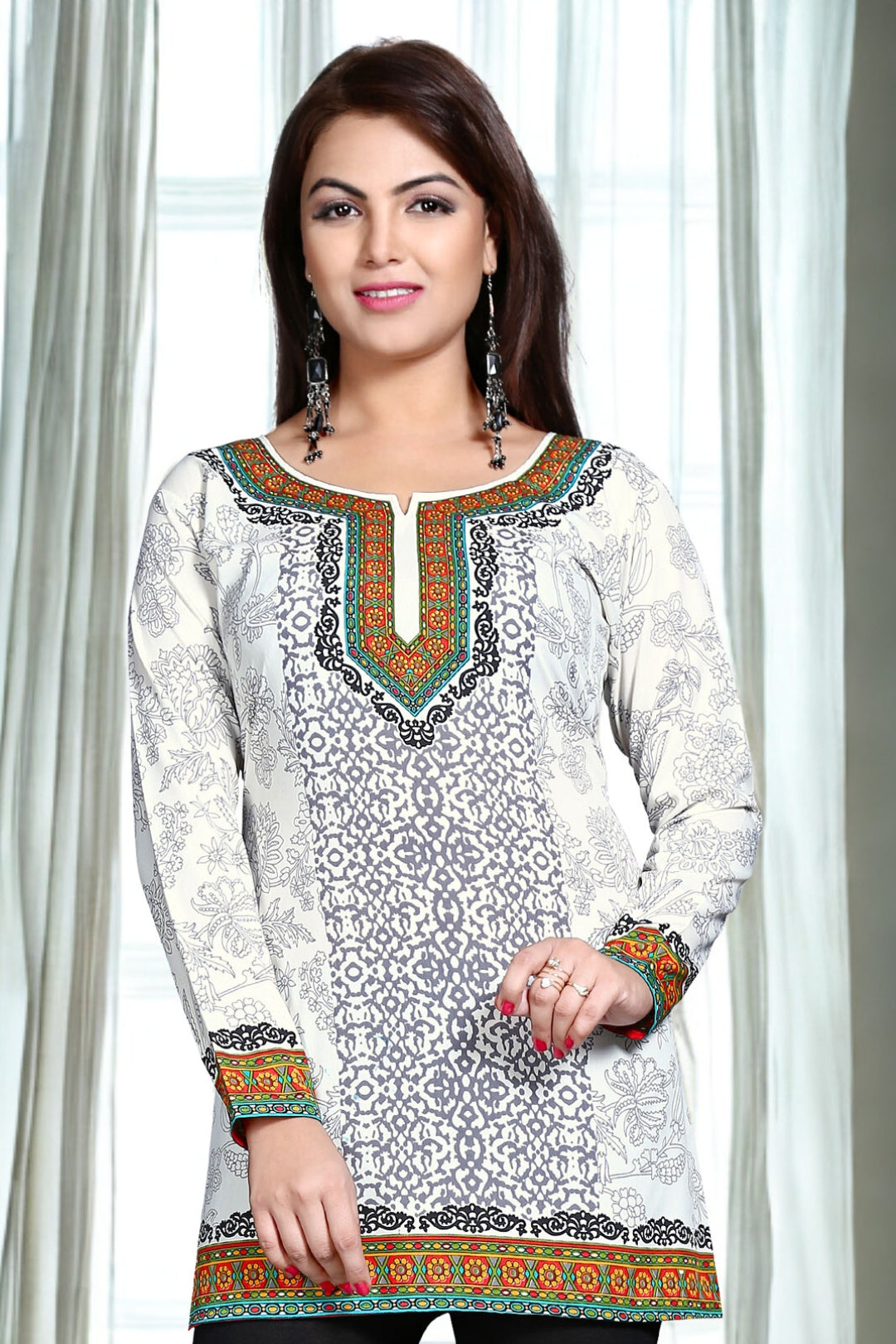 Elegant Off-White India Tunic - Stylish Short Kurti for Women
