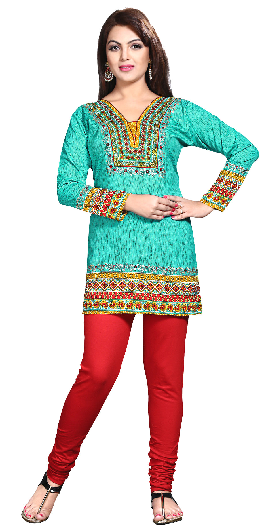 Green indian kurta for women