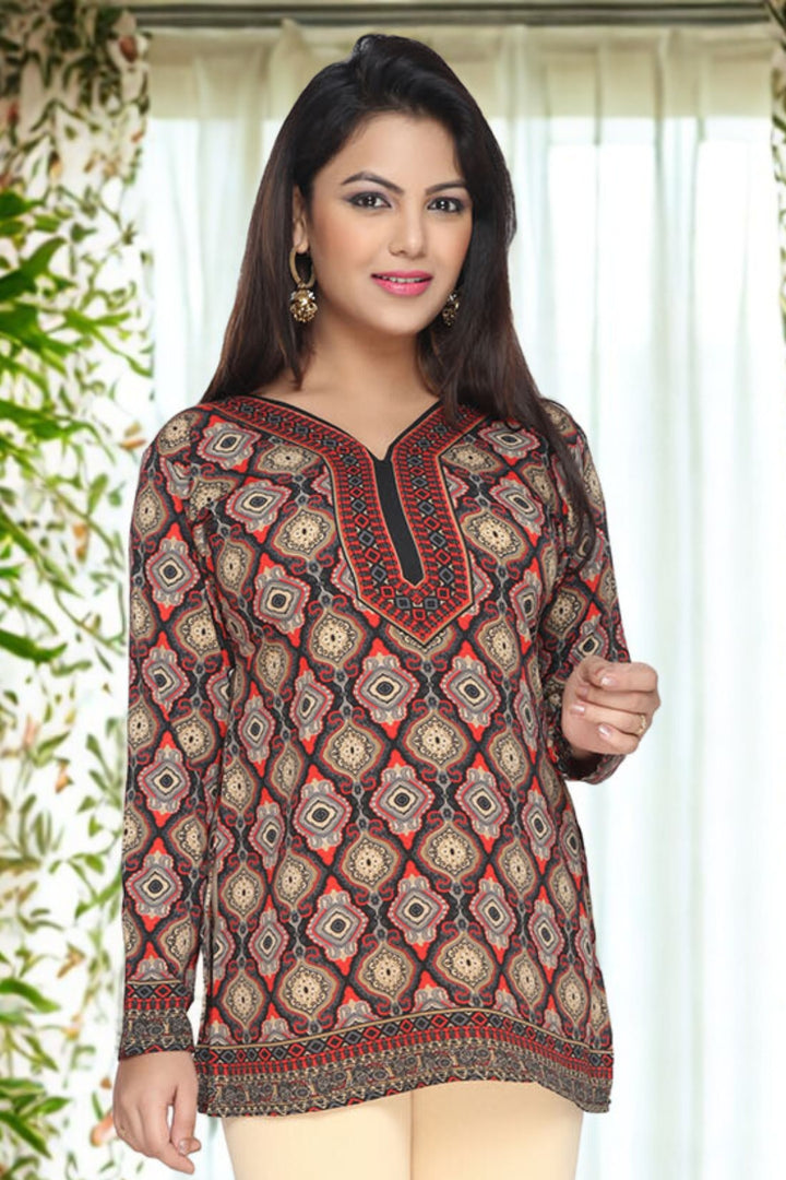 Indian Kurtis for Women - Short Indian Tunic Tops (Black)