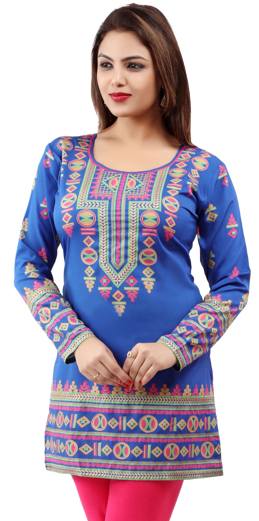 Blue short kurtis indian style