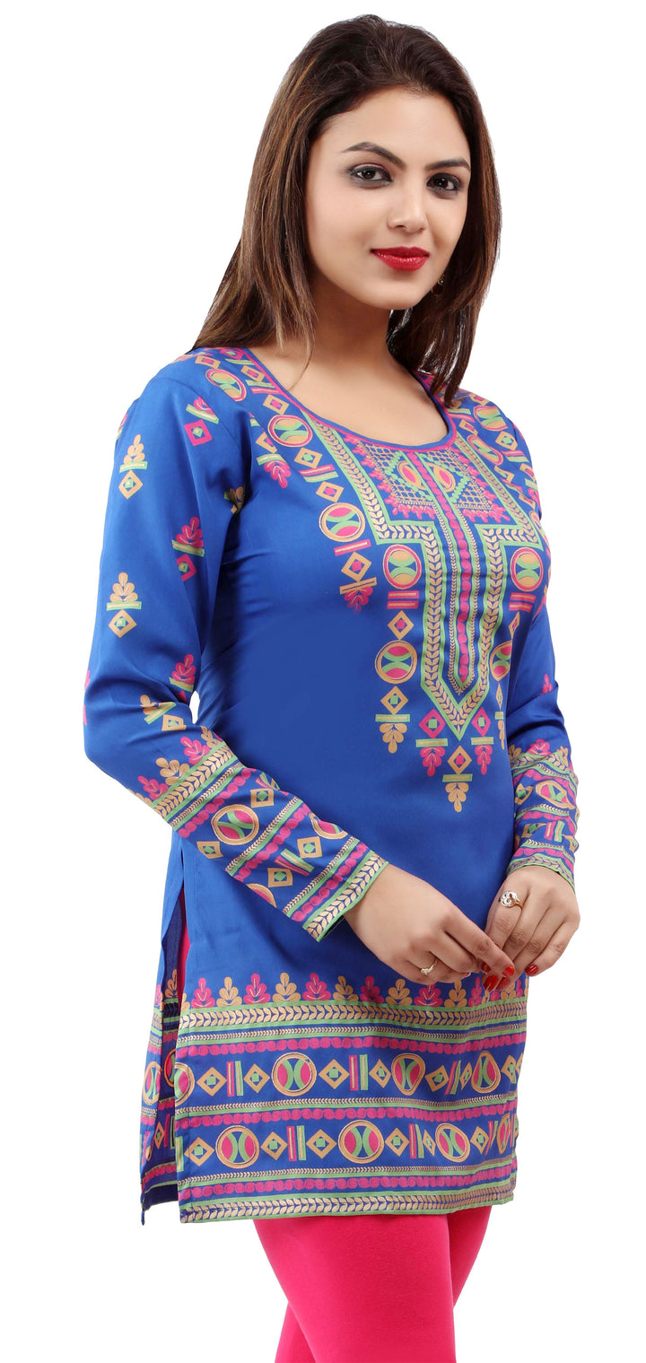 Blue short kurtis indian style