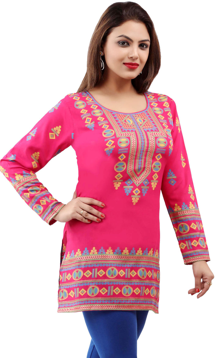 Pink short kurtis indian style