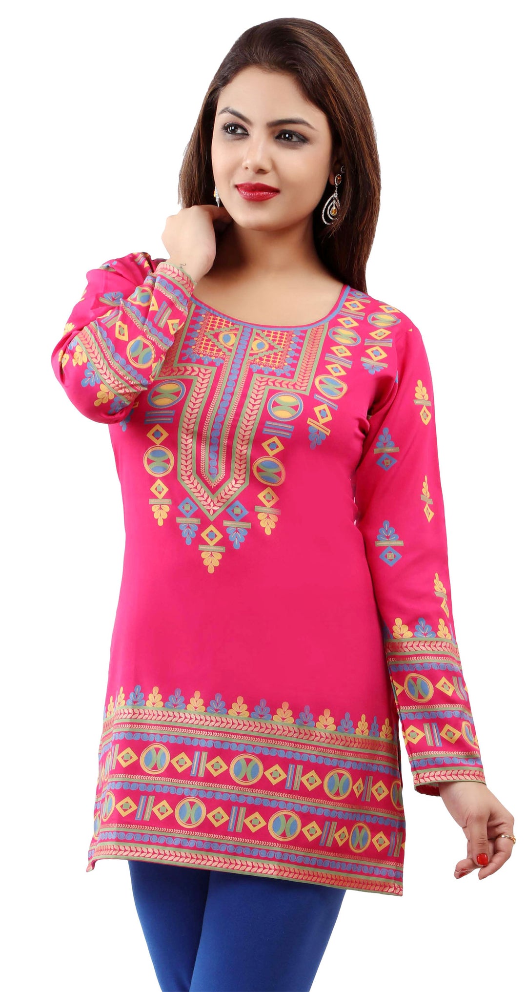 Pink short kurtis indian style