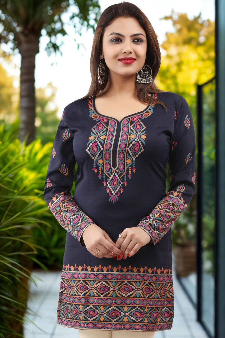 Elegant Blue Kurti for Women - Trendy Ethnic Kurti Tops