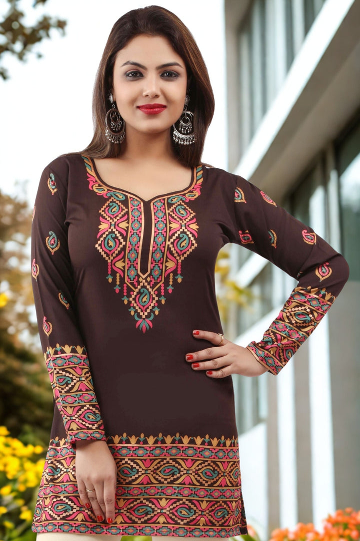Trendy Brown Kurti for Women - Buy Stylish Kurtis Online