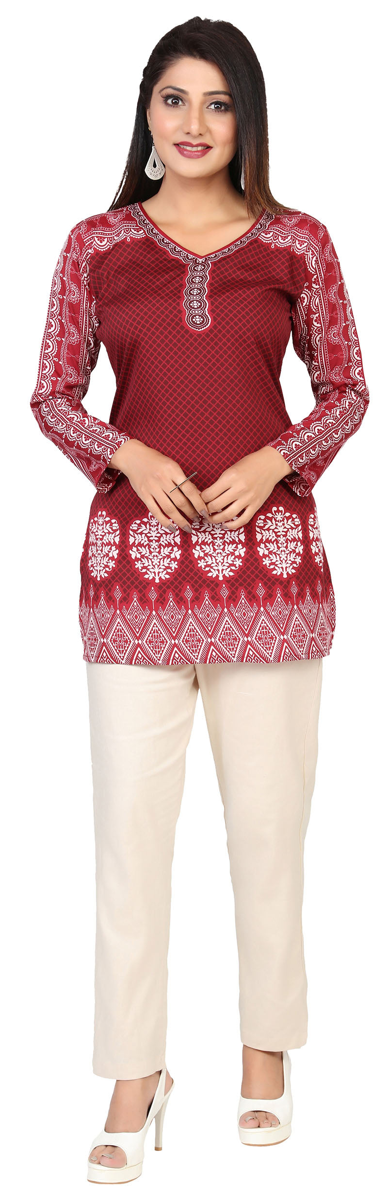 Maroon short kurtis for women