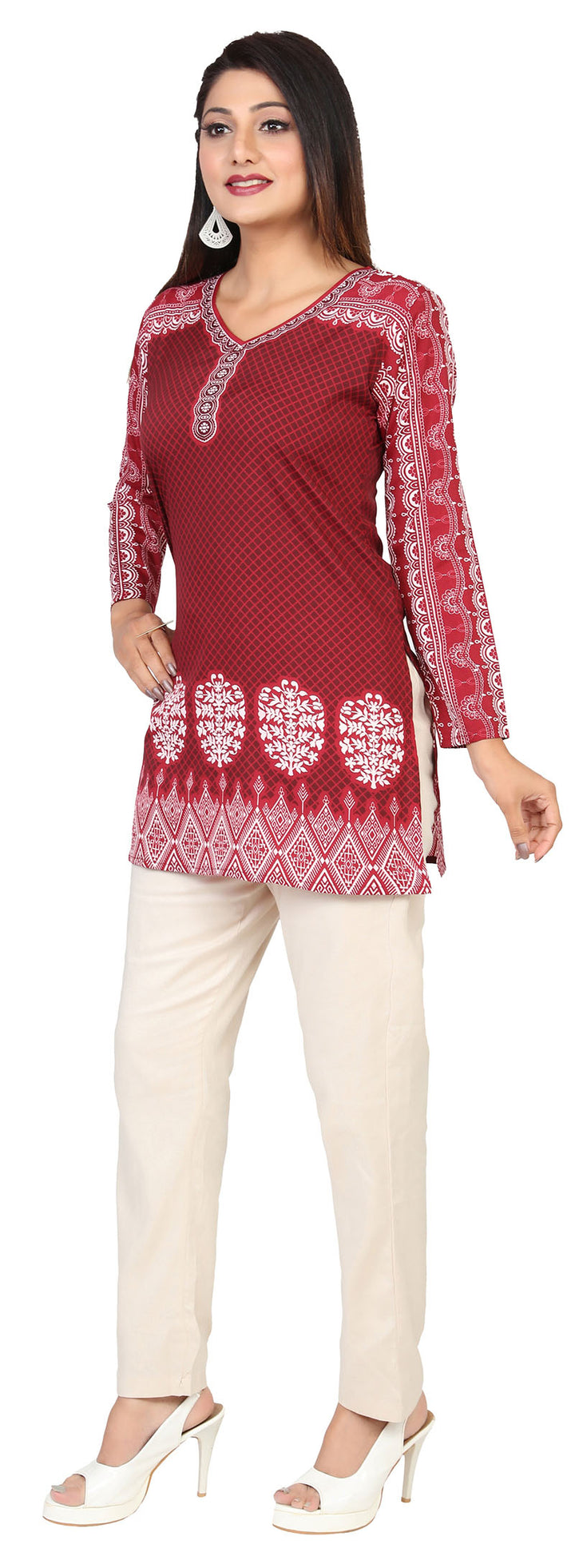 Maroon short kurtis for women