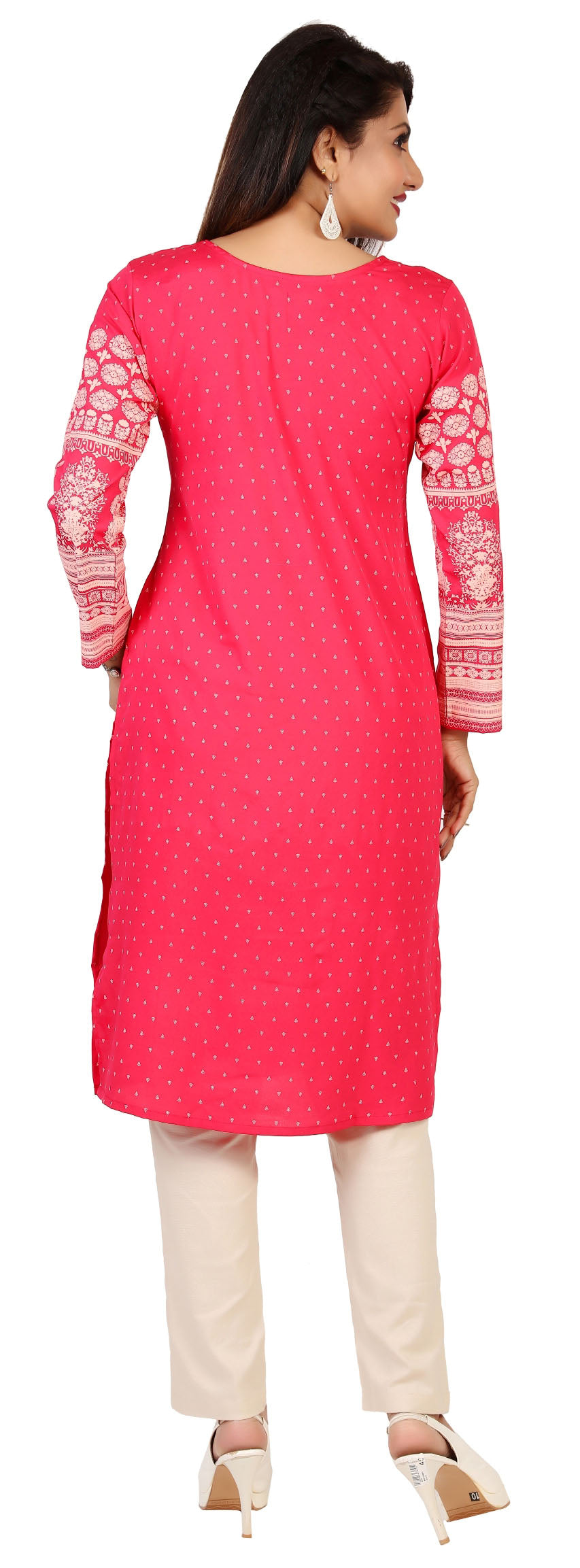 Pink long indian tunic top kurta for women