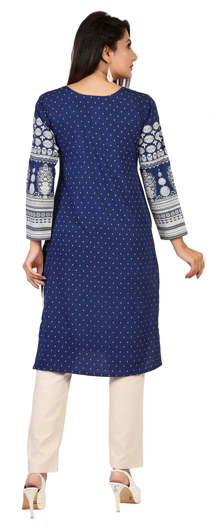 Blue long indian tunic top kurta for women