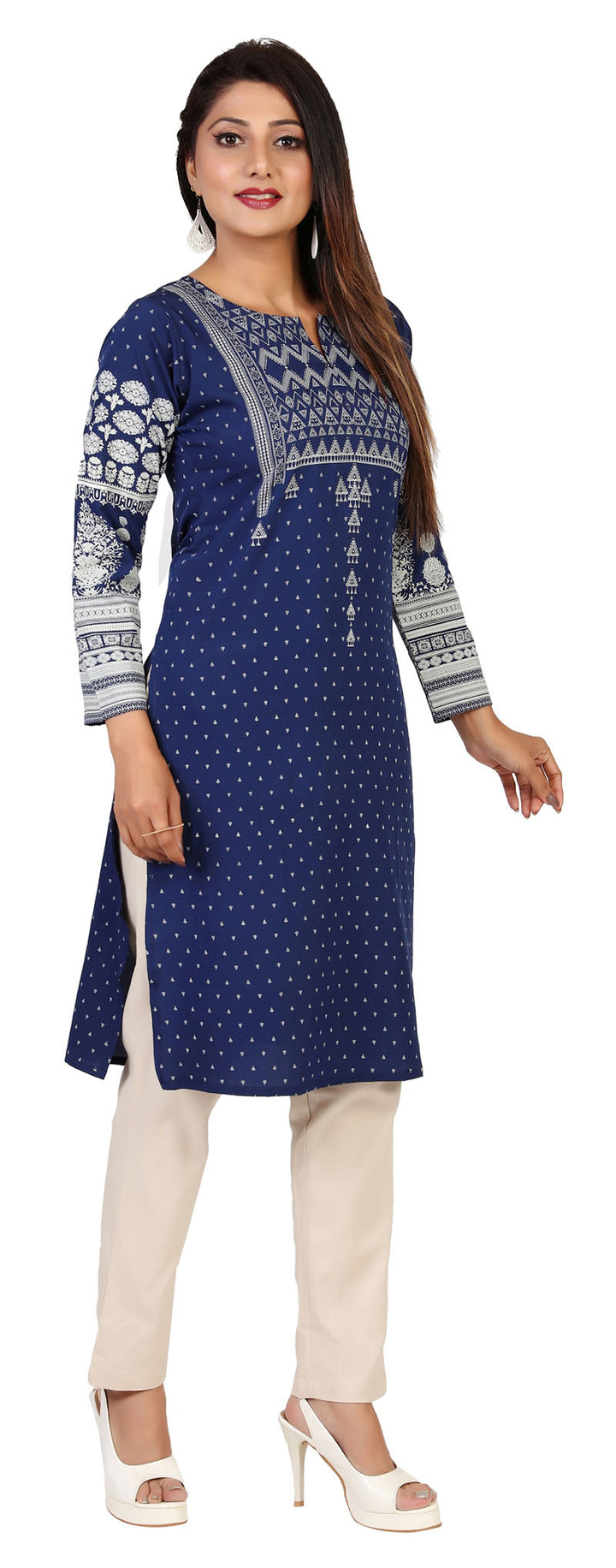 Blue long indian tunic top kurta for women