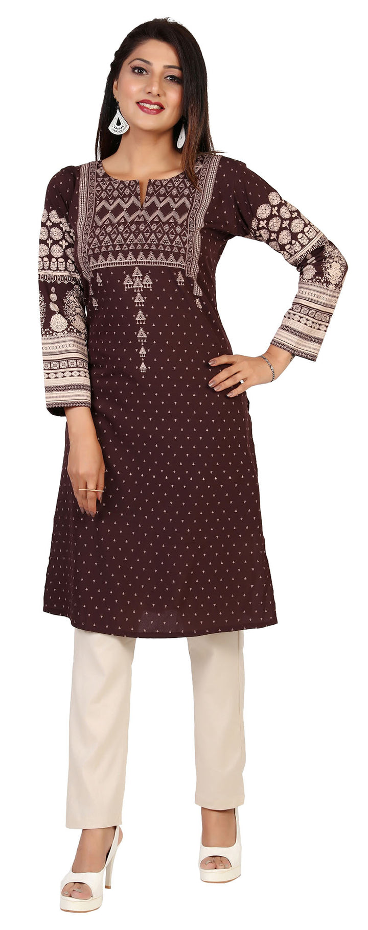 Chocolate long indian tunic top kurta for women