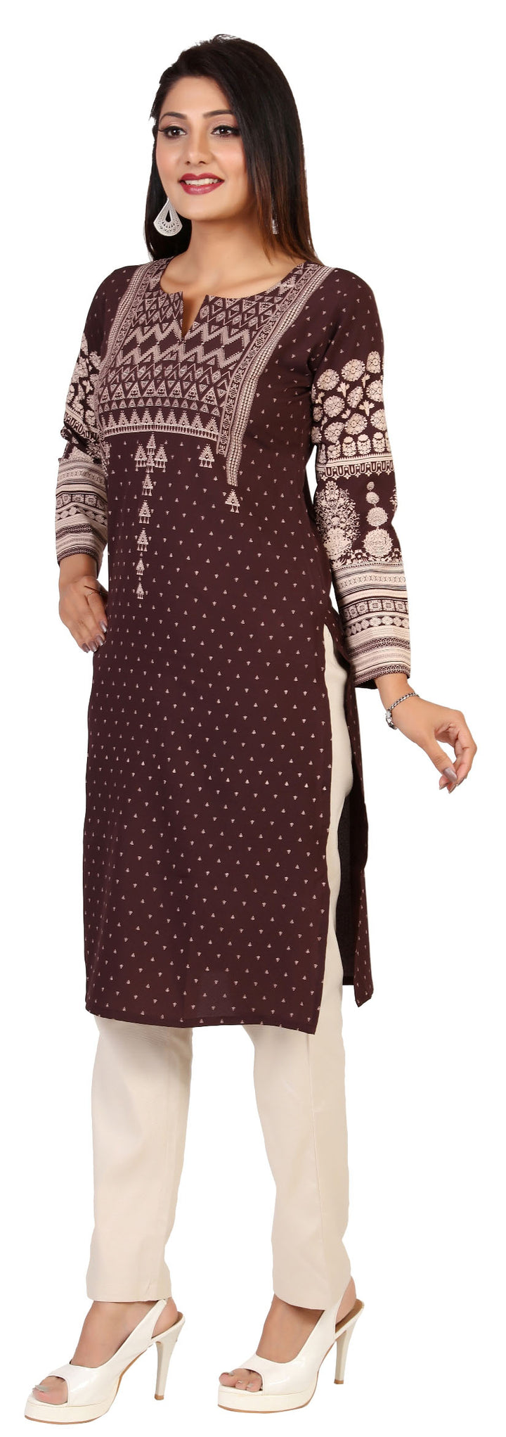 Chocolate long indian tunic top kurta for women