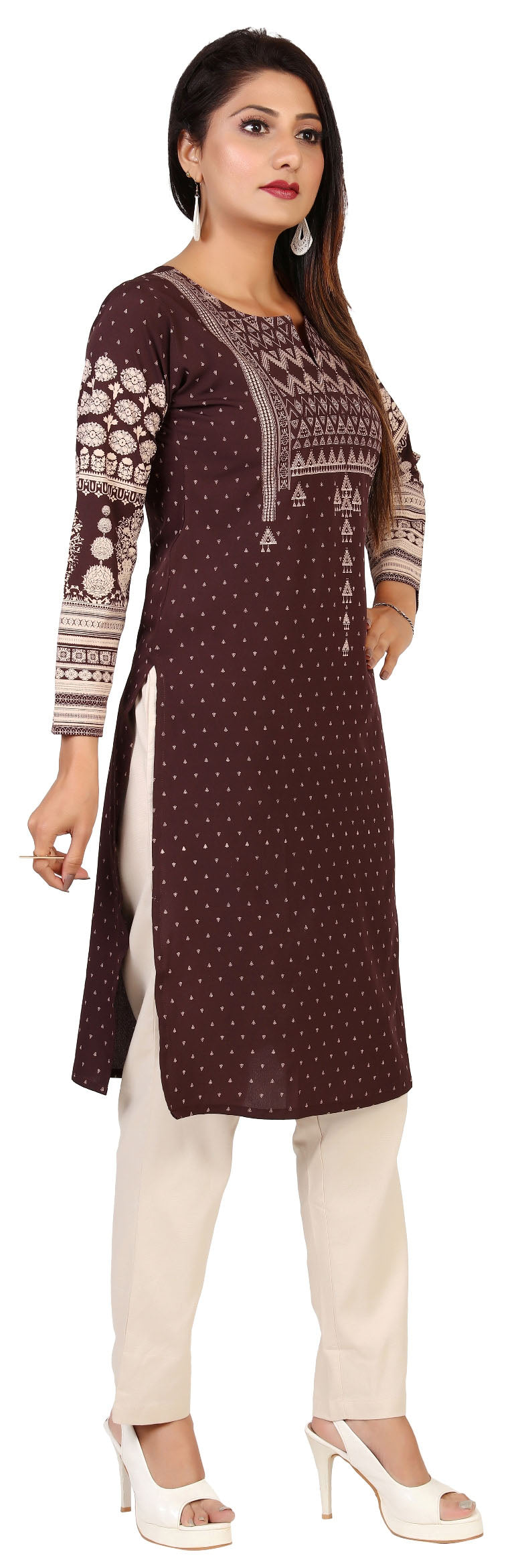 Chocolate long indian tunic top kurta for women