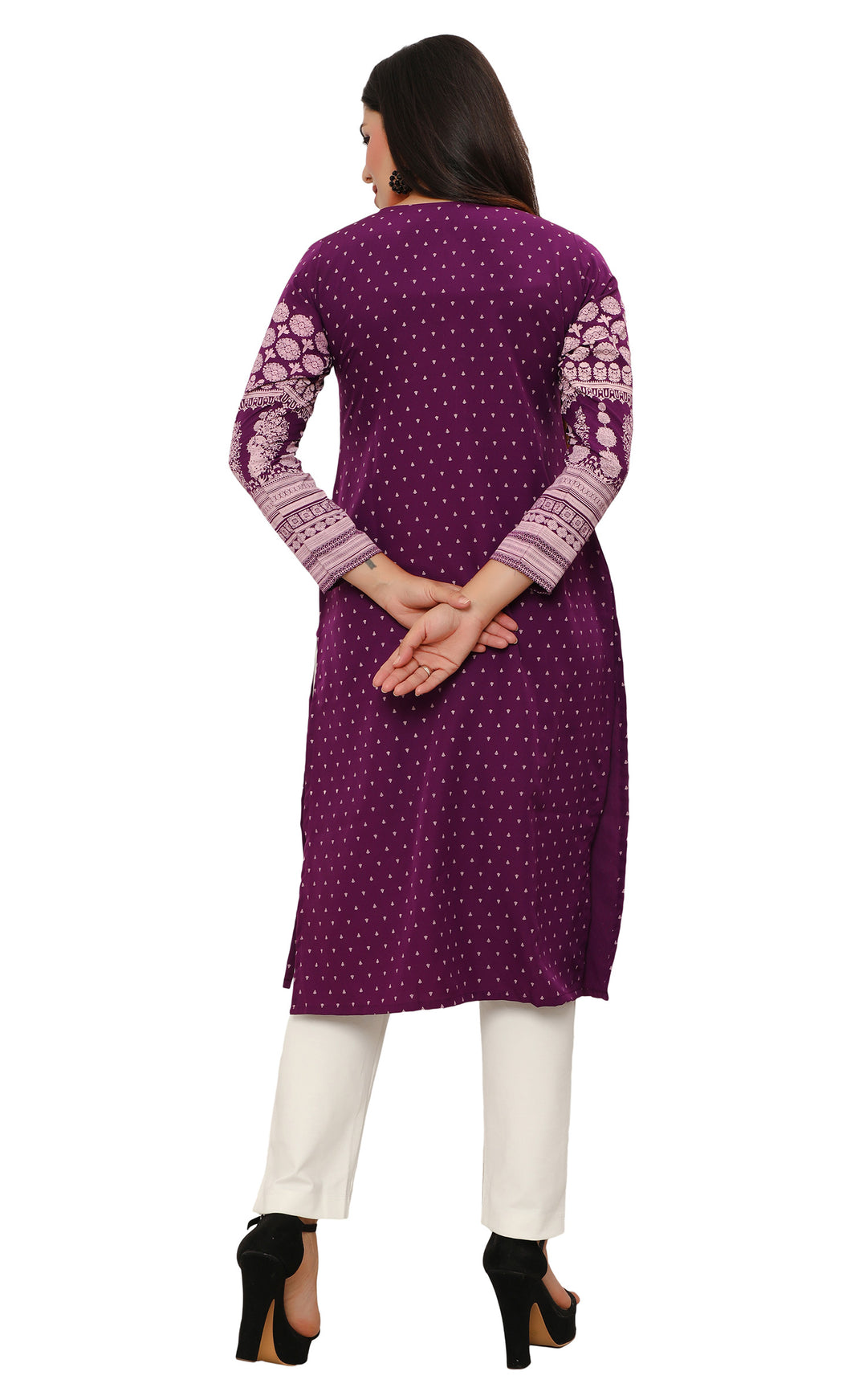 Purple long indian kurta tunic top for women