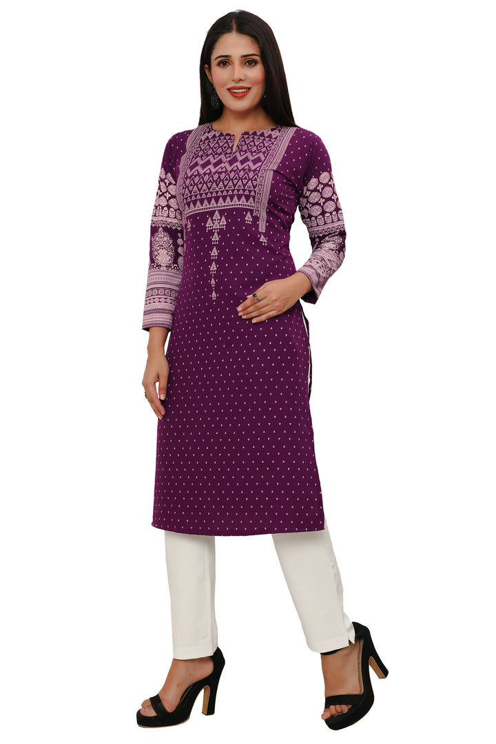 Purple long indian kurta tunic top for women