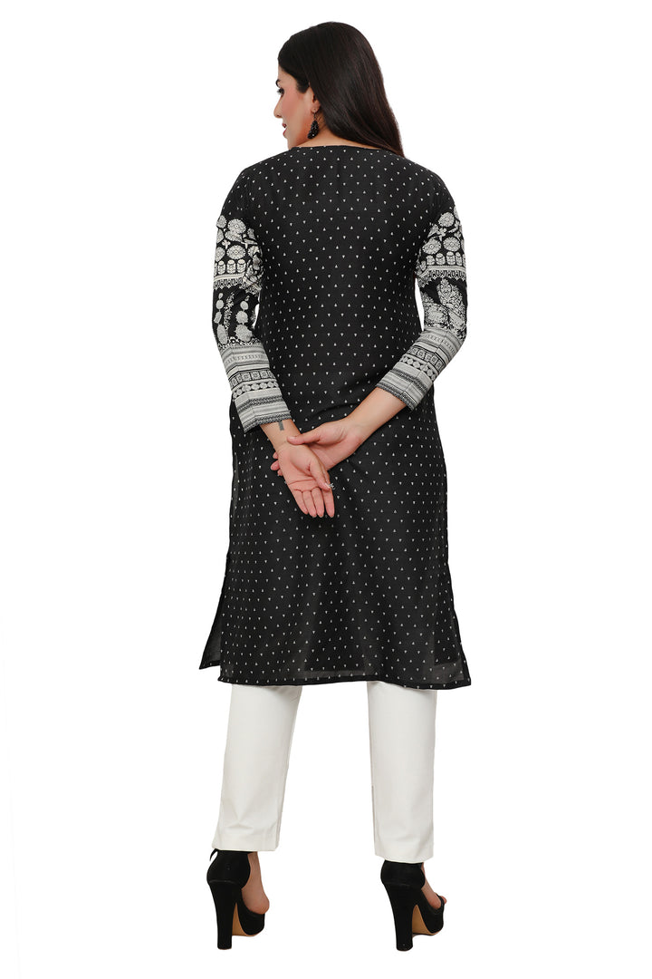 Black long indian kurta tunic top for women
