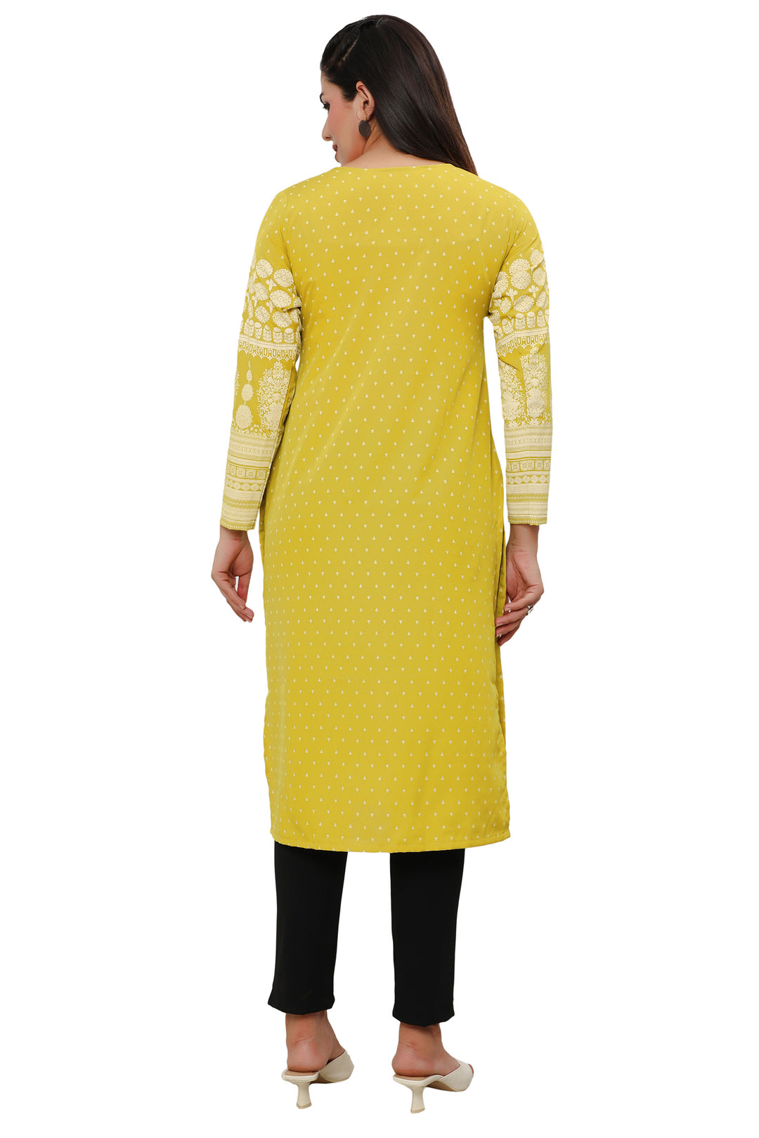 Olive Green long indian kurta tunic top for women