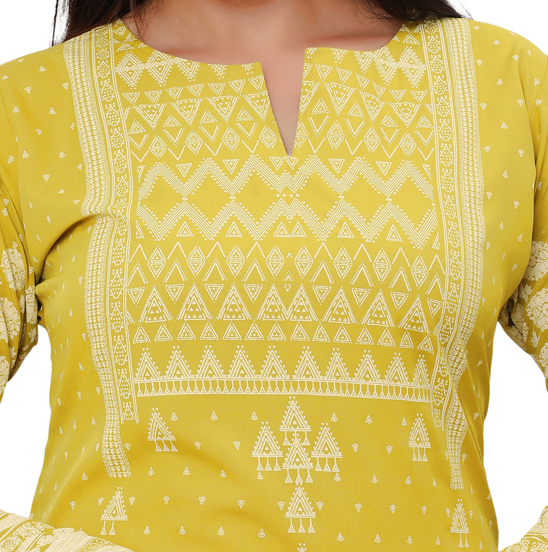 Olive Green long indian kurta tunic top for women