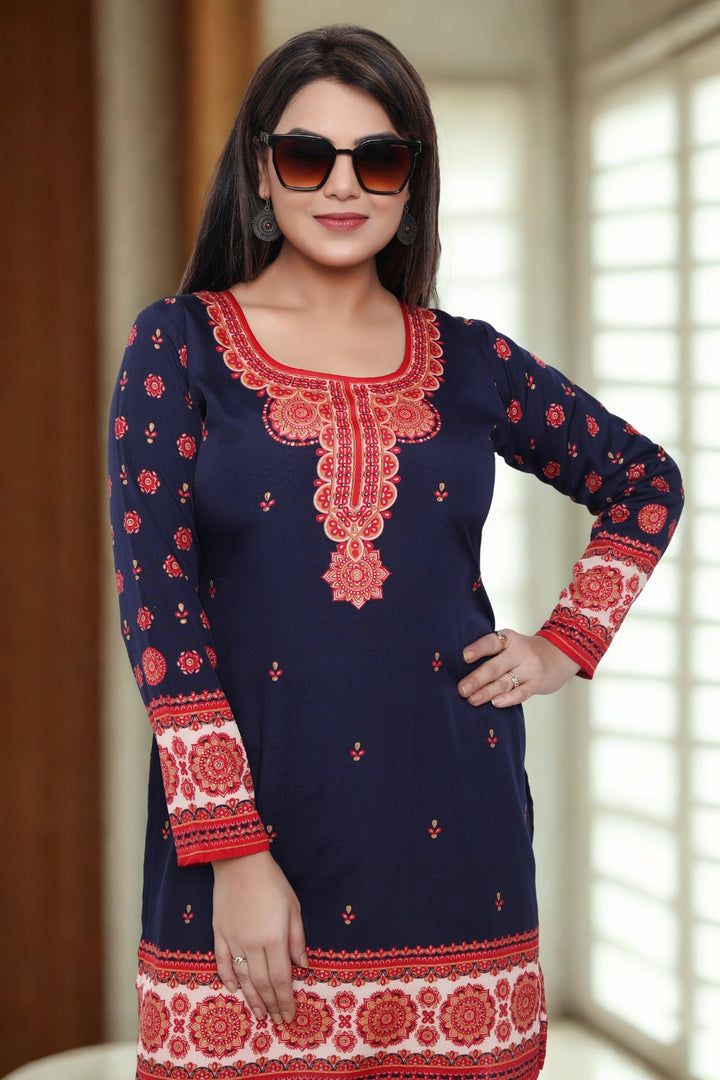 Stylish Short Kurti for Women - Indian Clothing (Blue)