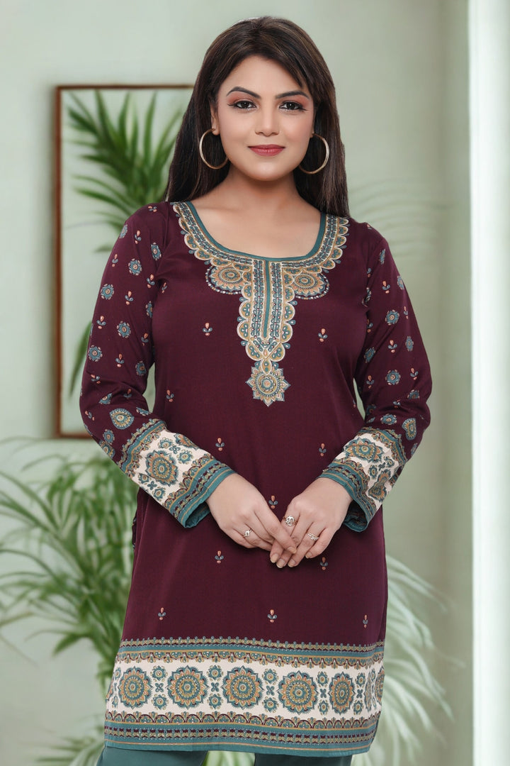 Short Kurti for Women - Indian Clothes (Maroon)