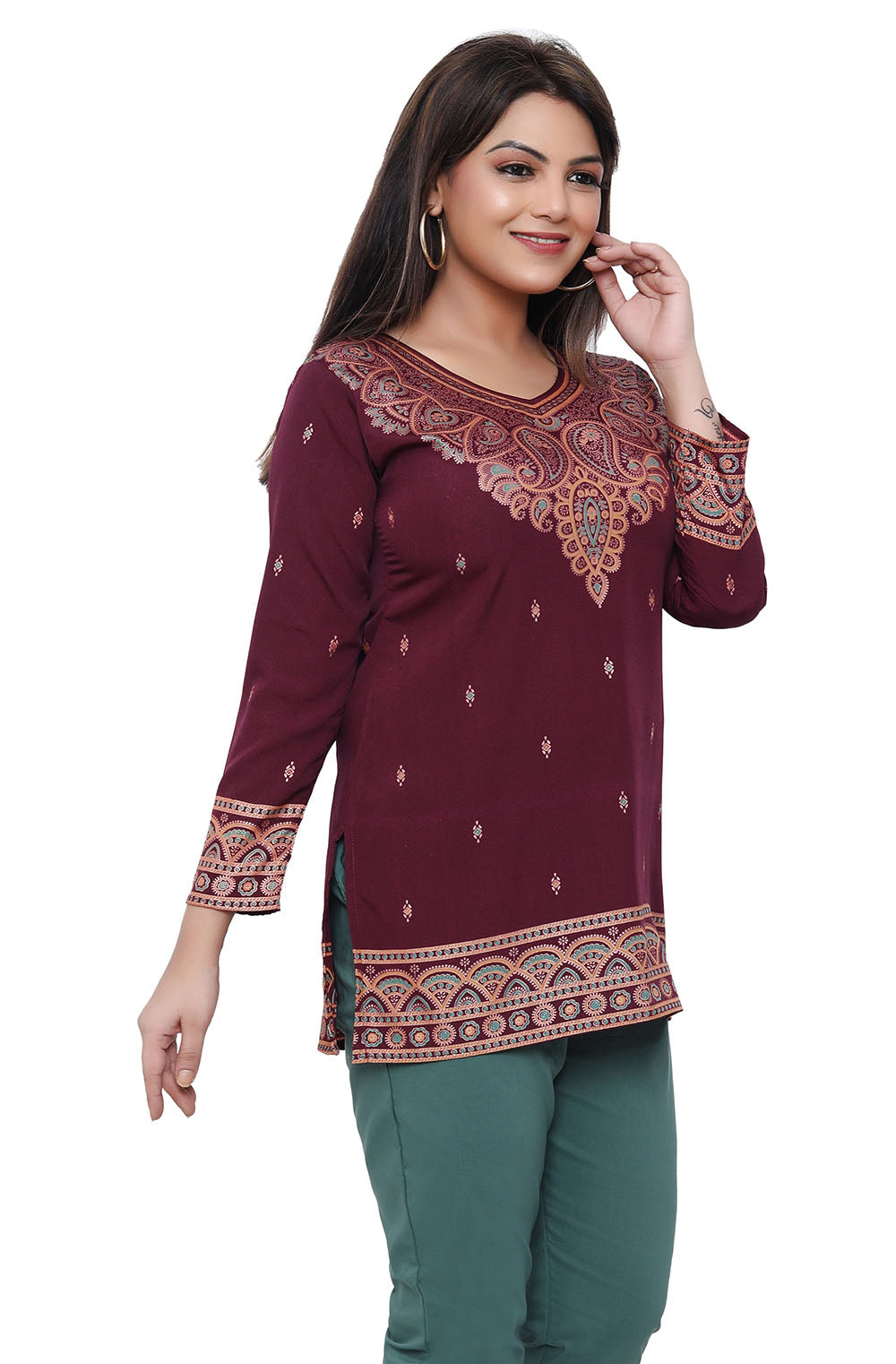 Maroon Indian kurtis for women