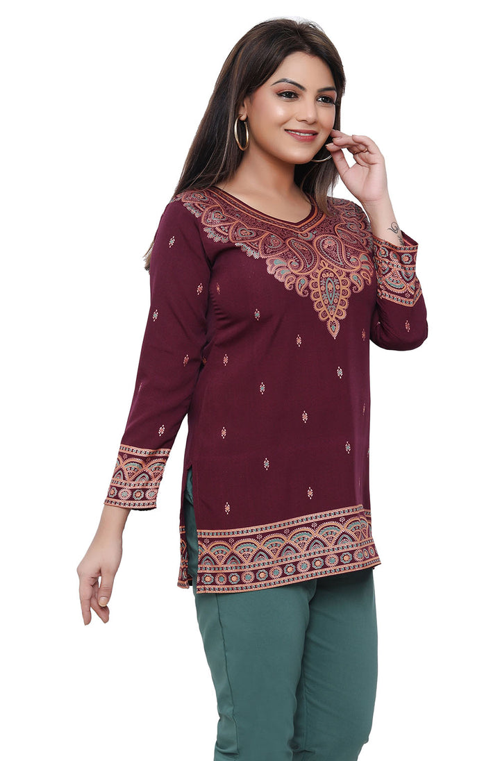 Maroon Indian kurtis for women