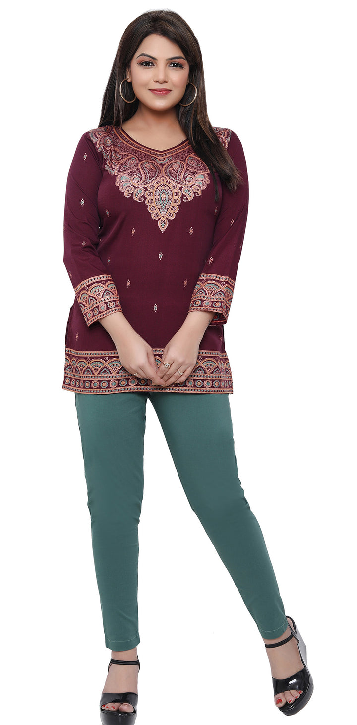 Maroon Indian kurtis for women