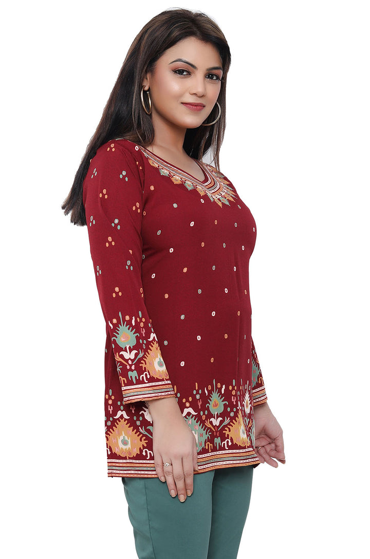 Maroon short kurtis for women
