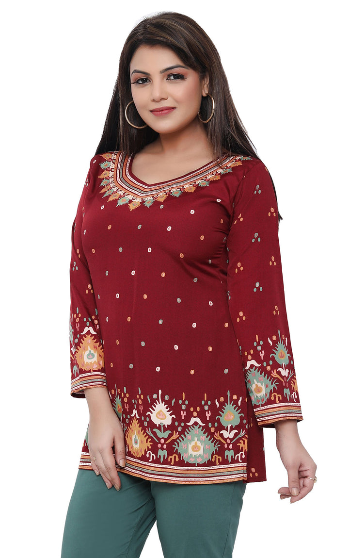 Maroon short kurtis for women