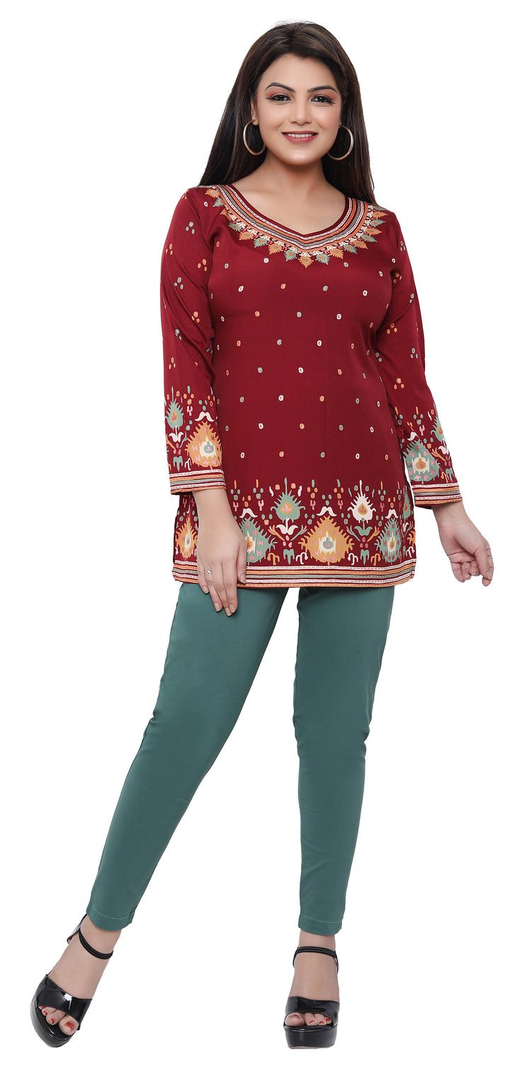 Maroon short kurtis for women