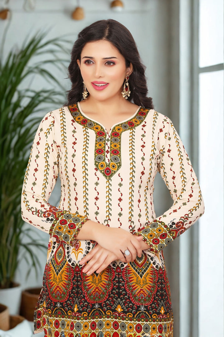 Stylish Off-White Short Kurti for Women - Perfect Indian Kurti Top