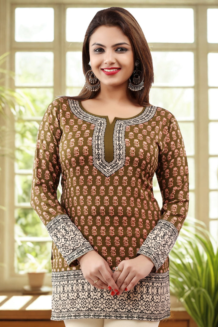 Elegant Green Printed Kurti - Trendy Ethnic Wear for Women