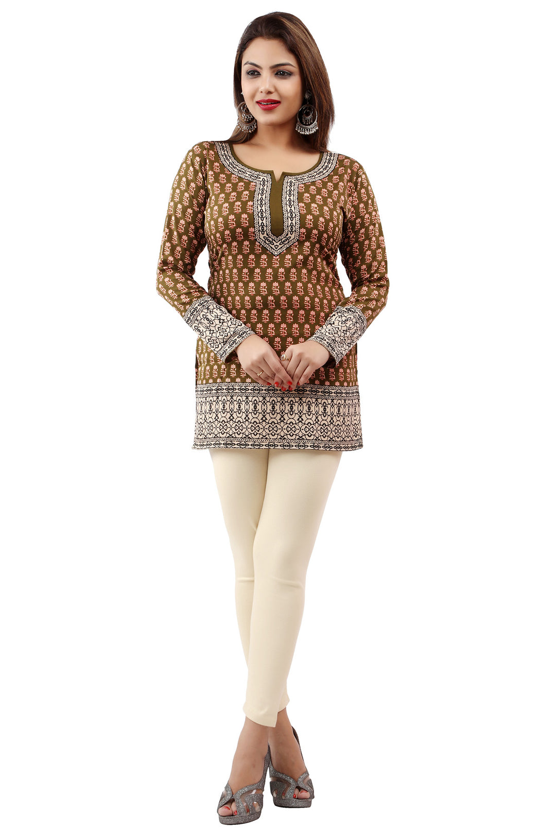 Green short kurti for women